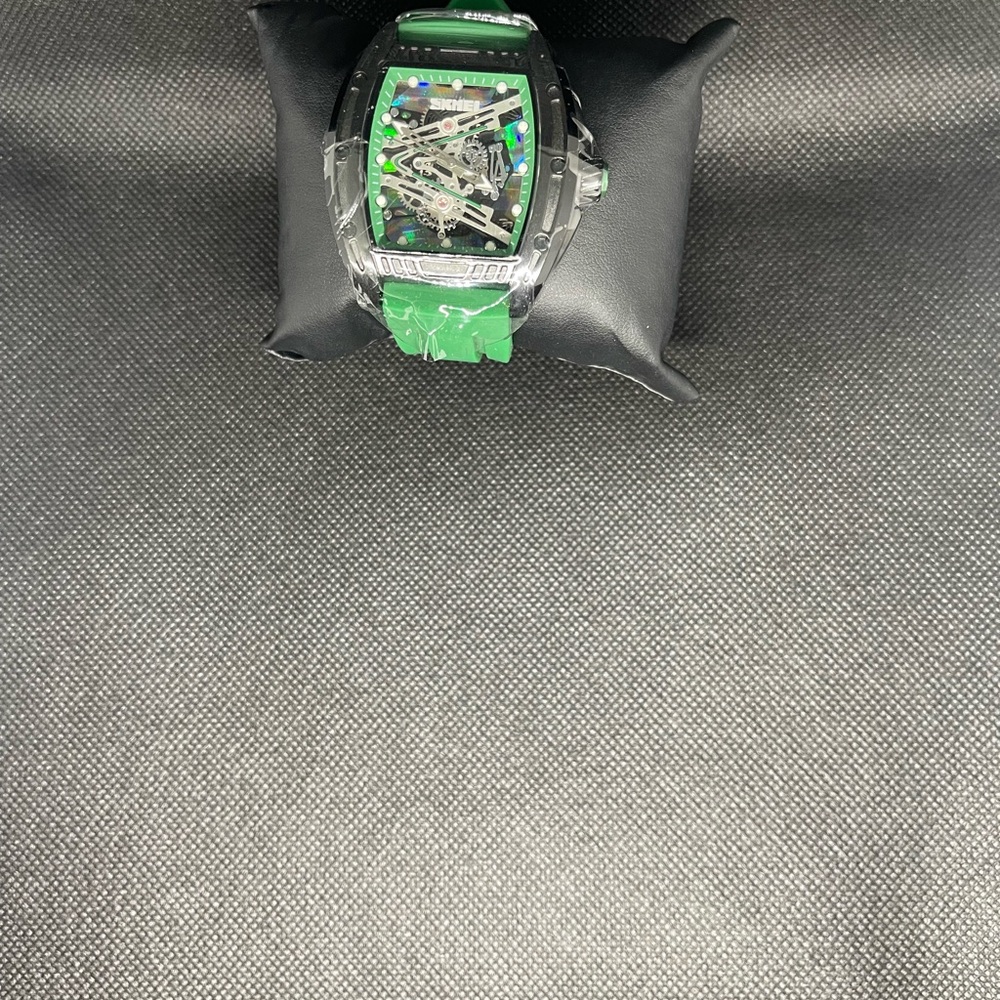 Green and Black Wearable Tech Watch